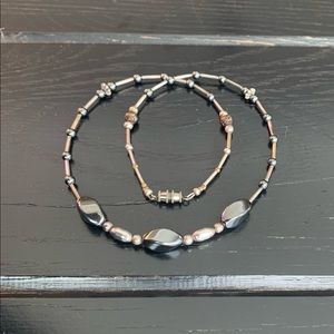 Vintage 18” Hematite Bead Necklace